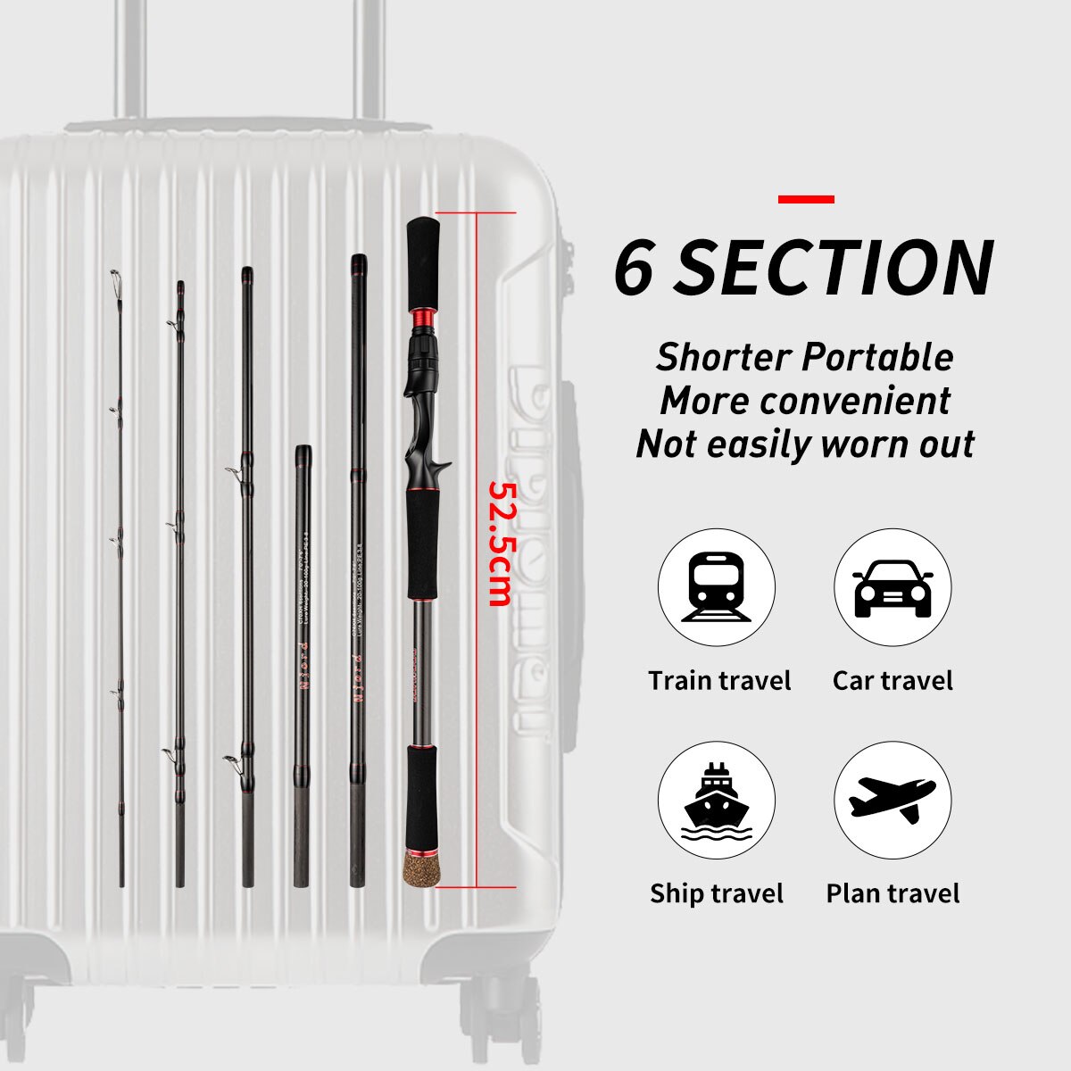 Canne à pêche 6 sections coulé - Fishing Rod Surf avis et prix